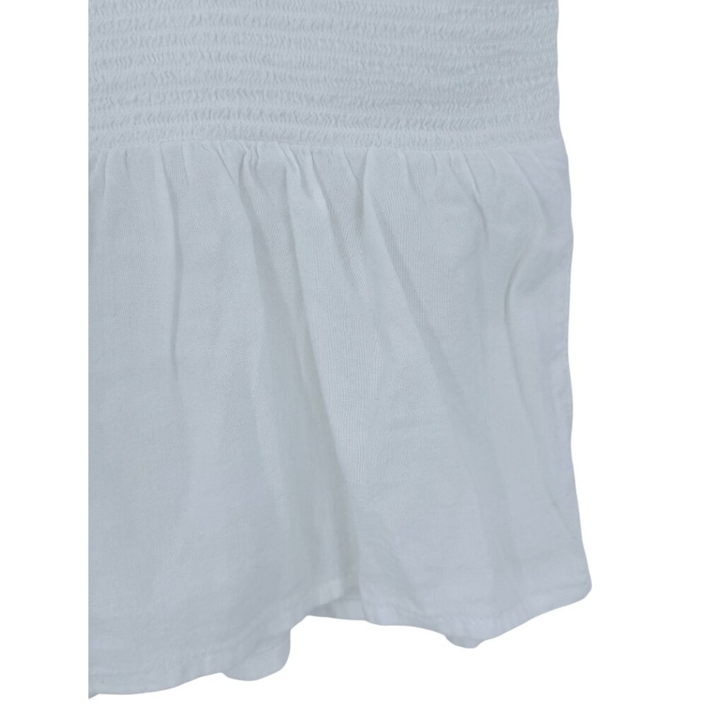 Old Navy White Ruffled Smocked Cottagcore Croquette Sleeveless Cotton Blend Top - Picture 8 of 13